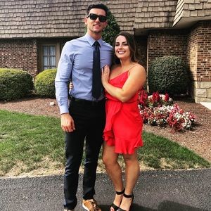 Hot red satin dress by express size medium